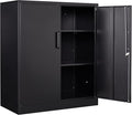 SISESOL Metal Storage Cabinet Locked Steel Cabinet with 2 Adjustable Shelves,Office Cabinet Locking Tool Cabinets,Kitchen Storage Cabinets Metal Locker Small Counter Height Storage Cupboard 36" H