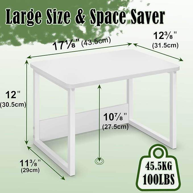 MARTY Printer Stand with Storage for Desk, Desktop Printer Stand Shelf Organzier for Home/Office Heavy Duty Printer Riser Under Desk Small Printer Table for Fax Machine Copier Scanner(White)