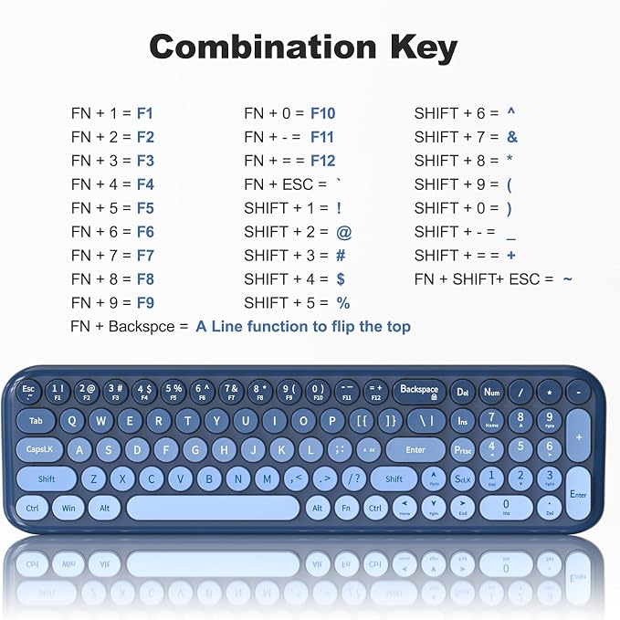 MOFII Wireless Keyboard and Mouse Combo, Compact Small Keyboard with Large Print, 2.4GHz Retro Typewriter Keyboard, Quiet Click Mouse for PC, Laptop, Desktop, Windows (Sea Blue Gradient)