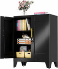 GAIOUS 36" Tall Metal Storage Cabinet with Lock, Locking Cabinet with 2 Doors and 2 Adjustable Shelves, Black Bathroom Floor Cabinets, Freestanding Locked File Cabinets for Home/Office/Garage