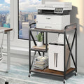 Extra Large Printer Stand, X-shaped Printer Stand with Storage, 2 Feet Width x 1.4 Feet Depth x 2.7 Feet Height, Mobile Printer Table with Wheels for Home Office, Printer and Shredder, Bearing 300 LBS