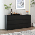Home Office Cabinet with 9 Storage Units, 63” Lateral File Cabinet with No Handle Drawers, Wide Storage Cabinet, Black, 15.7”D x 63”W x 31.5”H