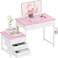 Pamray 47 inch Computer Desk with 5 Drawers and Printer Space for Office | Ample Storage, Space-saving, Easy Assembly, Sturdy, Suitable for Home Office, Study and Writing, Bedroom and Dorms