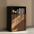File Cabinet with Password Lock, Wood Lateral Filing Cabinet for Letter/A4 Files, 3 Drawer with Door, Printer Stand with Open Shelves for Home Office