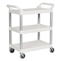 Rubbermaid Commercial Products Plastic Utility Service Cart with Wheels, White, 200 lbs Capacity, for Foodservice/Restaurant/Cleaning/Warehouse/Garage