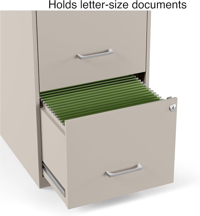 STAPLES Vertical File Cabinet for Letter/Legal Files, 2-Drawer, Letter/Legal Compatible, Locking, Putty