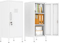 pozdeg 35.43" Metal Storage Locker with Lockable, Metal Steel Locker for Employees with 1 Door ＆ 2 Adjustable Shelves, Small Locker Storage Cabinets for Home, School, Office, Gym (White)