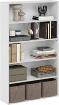 Furinno PASIR Book Shelf, 5-Tier Bookshelf, Bookcase with Open Shelf, 9.4 x 31.5 x 52.7, for Living Room, Bedroom, Home Office, White