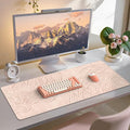 iCasso Big Mouse Pad,Aesthetic Desk Cover Mat for Desktop,Anti-Slip Computer Mat with Stitched Edges,Cute Beige Keyboard Mat for Women,Extended Long Desk Protector for Office Home Dorm