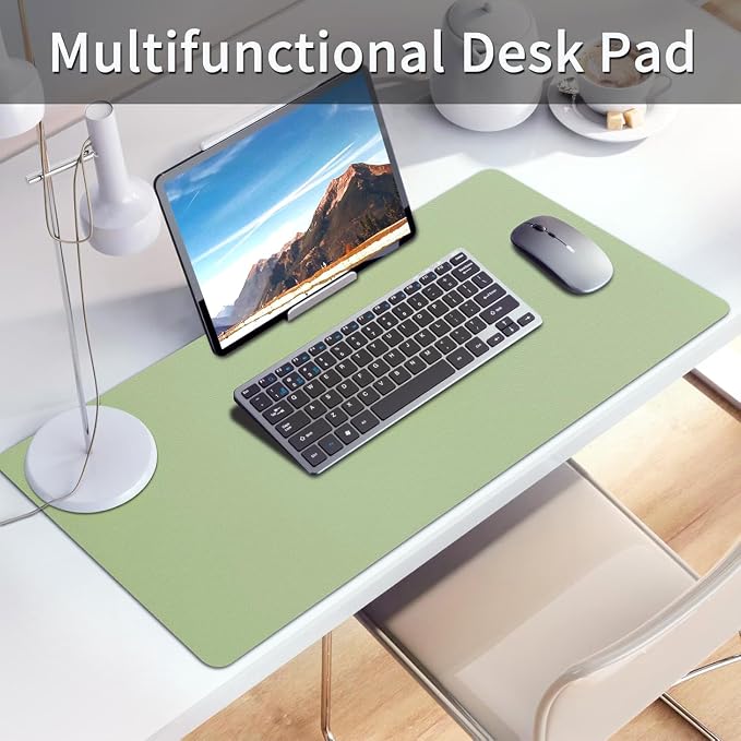 Bloss Green Desk Mat, Mouse Pad, Waterproof Leather Desk Pad, Desk Matt for Desktop, Non-Slip Desk Pad Mat for Office Work/Home (27.6 x 13.8 Inches)