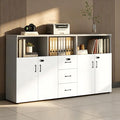 File Cabinet with Password Lock, Wood Lateral Filing Cabinet for Letter/A4 Files, 3 Drawer with Door, Printer Stand with Open Shelves for Home Office