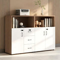 File Cabinet with Password Lock, Wood Lateral Filing Cabinet for Letter/A4 Files, 3 Drawer with Door, Printer Stand with Open Shelves for Home Office