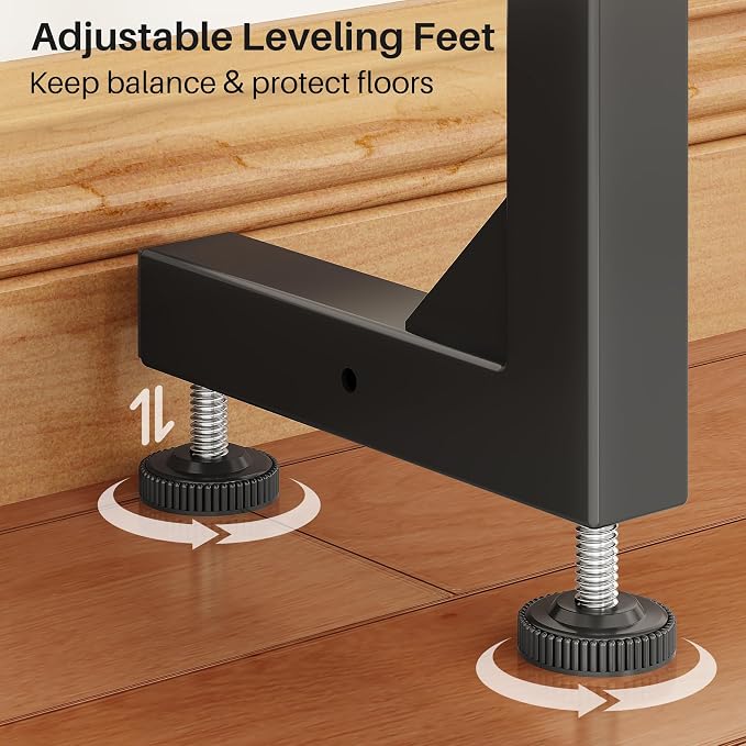 Kitstorack Behind Couch Table, Adjustable Height Narrow Console Table with 2 Power Strips, Split Design for Separate Wall Use, Anti-Scratch Tip, Rustic Brown for Living Room (70.8" Long)
