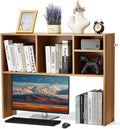 VEVOR Desktop Bookshelf, Storage Organizer with 5 Shelves for Computer Desk, Wooden Shelf Desk Hutch with Anti-Slip Feet Pads, Desk Top Display Rack for Office, Home & Dorm, Brown