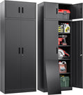 BESFUR Metal Storage Cabinet 87" H，Black Locking Storage Cabinets with Top Cabinet and 4 Adjustable Shelves for Home Office, Garage,School, Apartment, Warehouse, Utility Room