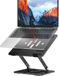 BESIGN Laptop Stand with 360° Rotating Base, Ergonomic Adjustable Notebook Riser, Foldable Computer Holder Compatible with 10-14" Laptops, LS11 Black