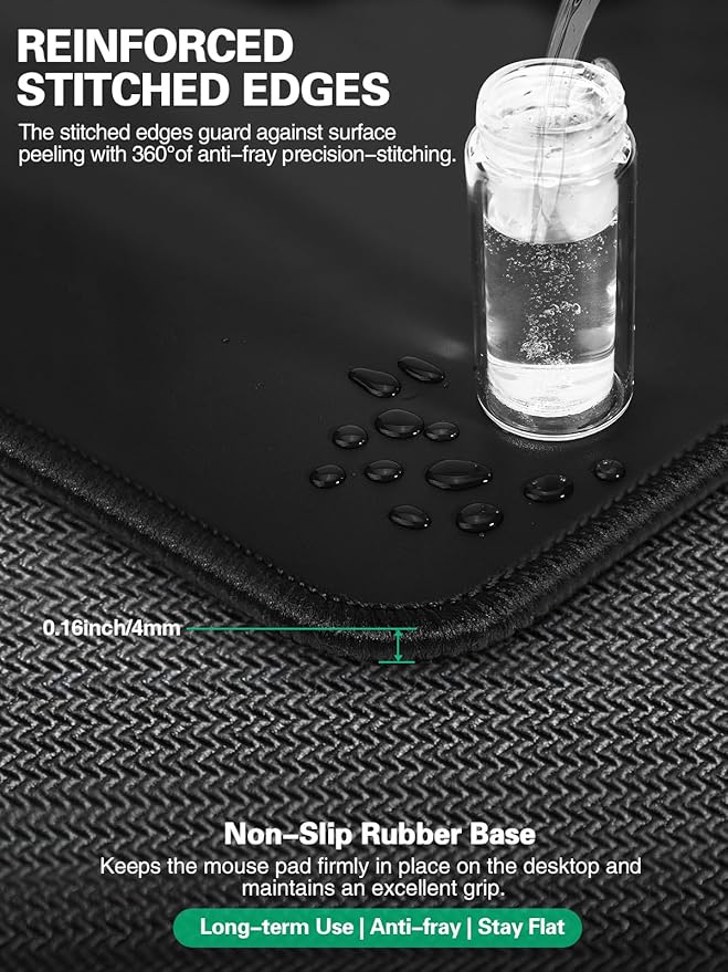 Mouse Pad, Office Desk Mat, Large Gaming Mousepad with Superior Micro-Weave Cloth, XXL Desk Pad with Stitched Edges, Non-Slip, Waterproof Writing Keyboard Pad for Gamer, Laptop, Work & Home