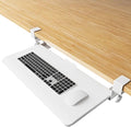 NearHub Large Keyboard Tray Under Desk Slide Out with Extra Sturdy C Clamp Mount System,26'' (30'' including Clamps) x11 Slide-Out Keyboard Drawer Under Desk for Typing,Keyboard Mouse Tray,White
