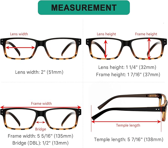 Eyekepper Vintage Eyeglasses for Men - 5 Pack Spring Hinges Classic Glasses - Black-Tortoise Frame +0.00