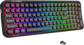FOPETT Wireless Computer Keyboard with RGB Backlit, Tri-Mode Bluetooth 5.0/USB-C/2.4GHz Gaming Keyboard, Full Size Layout, Ergonomic Curved Design for Windows Mac PC Gamers & Office-Black