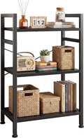DUMOS 3 Tiers Open Bookshelf, Classic Freestanding Tall Display Shelf, Multifunctional Storage Organizer Rack for Living Room Home Office, Sturdy Bookcase for CDs/Books/Movies, Black