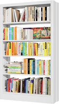 71" Metal Bookshelf, 5 Tier Library Bookcase with Adjustable Shelves, Heavy Duty Bookshelves and Bookcases, Modern Book Shelf Tall Book Case for Living Room, Office (White, 37.4" Wide)