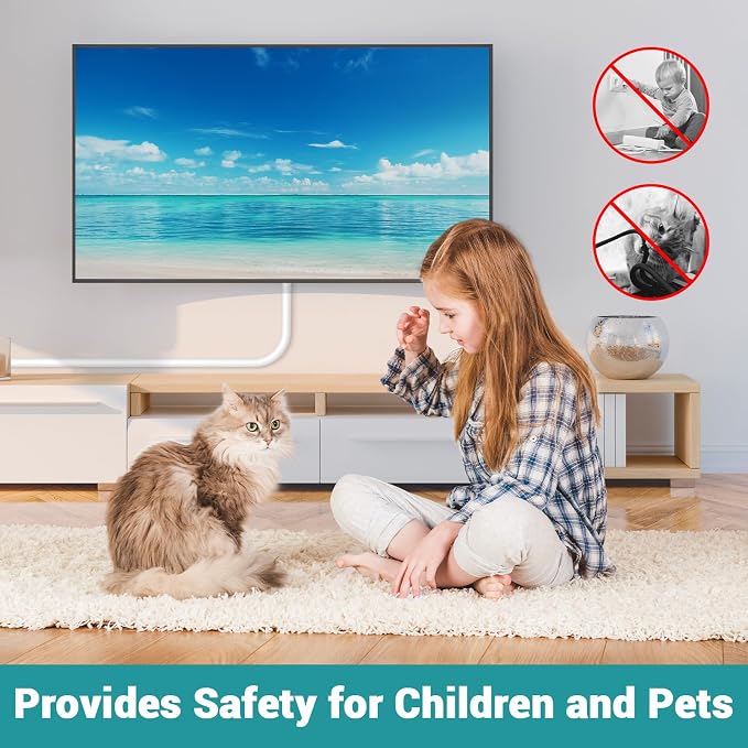 Self-Adhesive TV Cable Hider, Home Audio Flexible Wire Cord Management, RG6 Coaxial Cable Raceways, HDMI Cable Cord Hider, White (118 in/3m)