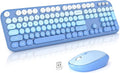 Atelus Wireless Keyboard Mouse Combo, Typewriter Full Size Keyboard with Number Pad and 2 in 1 USB Connected Mouse for PC Computer Laptop Desktop Windows 7 8 10 11 (Blue Colorful)
