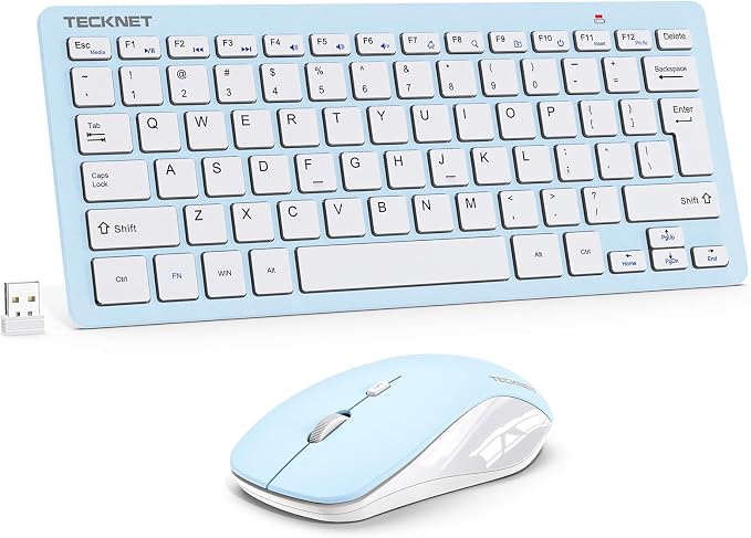 TECKNET Wireless Keyboard and Mouse Combo, Mini Cordless Computer Keyboard and Mouse Set 2.4GHz, Silent Adjustable 1600 DPI, Quiet Click, Lag-Free for Computer, Laptop, PC, Windows, Mac, Chrome OS