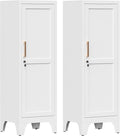 46"H White Metal Locker Set of 2,Small Locking Cabinet with 1 Door and 2 Adjustable Shelves For Employees,3 Tier Small Storage Cabinet with Detachable Legs for Kitchen, Office,School,Gym,Easy Assembly