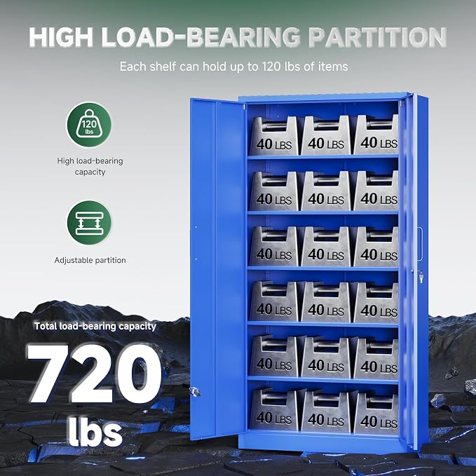 Letaya Metal Garage Storage Cabinets with Lock Door and Adjustable Shelves, Steel Tool Cabinets for Home,Office,Warehouse Organisieren (Blue)
