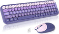 Dilter Wireless Keyboard and Mouse Combo, Portable Retro Keyboard with Compact Size, 2 in 1 USB Connected Mouse for Windows 7/8/10, Laptop, Desktop, PC, Computer (Purple)