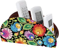 Diamond Painting Storage Box, DIY 5D Floral Leaf Design Multi-Compartment Wooden Diamond Art Organizer for Makeup Brushes Pens TV AC Remotes Desktop Tabletop Decoration