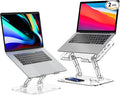 Lpoake 2 Pack Acrylic Laptop Stand for Desk, Adjustable Ergonomic Laptop Riser, Portable Foldable Computer Stand, Compatible with 10 to 15.6 Inches Notebook and MacBook, Clear