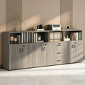 File Cabinet with Password Lock, Wood Lateral Filing Cabinet for Letter/A4 Files, 3 Drawer with Door, Printer Stand with Open Shelves for Home Office