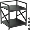 2 Tier Printer Stand with Storage Shelf, Printer Table with Height Adjustable Top Shelf, Under Desk Storage Printer Cart for Paper Shredder Scanner, 3D Printer Stand for Home Office(Black)