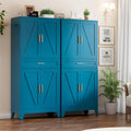 Metal Storage Cabinets with Drawer, 71" Filing Cabinet with 4 Adjustable Shelves & 4 Doors, Modern Abstract Rhombus Geometric Design File Cabinet for Home,Office,Garage,Shop,School, Blue