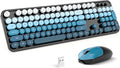 MOFII Wireless Keyboard and Mouse Combo, Retro Full Size Typewriter Keyboard with Number Pad and Sport Car Mouse for PC Computer Desktop Laptop Windows (Black Blue)