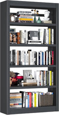 Bookcase, 5-Shelf Industrial Bookshelf, Large Storage Space, Adjustable Bookshelves, Perfect for Living Room, Home Office, Garage, Ideal for Home Office Upgrade