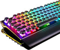 RK ROYAL KLUDGE S108 Typewriter Mechanical Keyboard, Full RGB Gaming Keyboard, Wired PC Game Keyboards with Number Pad and Detachable Wrist Rest, Retro Round Keycaps, Brown Switches Black