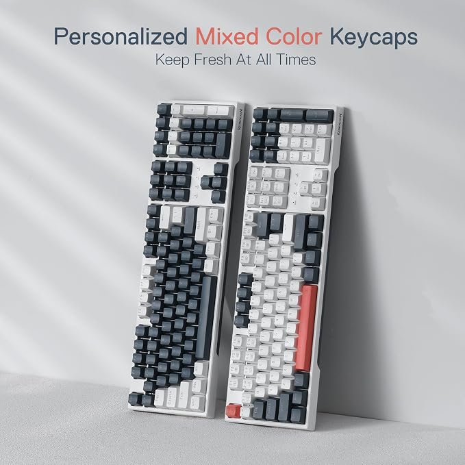 Redragon K668 RGB Gaming Keyboard, 108 Keys Wired Mechanical Keyboard w/Extra 4 Hotkeys, Sound Absorbing Foams, Upgraded Hot-swappable Socket, Mixed Color Keycaps x 2 Sets, Red Switch