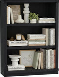 Rresyet 3 -Tier Bookcase, 42" Tall Book Shelf, 31” Wide Bookshelves, Wooden Bookcase Display Storage for Home Office, Living Room and Study Room (Black)