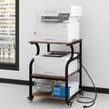 Natwind Large 3-Tier Rolling Printer Cart with Adjustable Shelf, 24”x20” Mobile Stand for Heat Press, 3D Printer, Home Office Multifunctional Shelves with Locking Wheels (Retro)