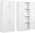 Metal Storage Cabinet with 3 Adjustable Shelves,Garage Storage Cabinet with Lock,White Metal Cabinets with Locking Doors,71" 4 Door Pantry Cabinet,Lockable Cabinets for Home,Office,Garage,Kitchen