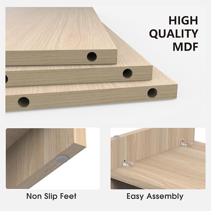 Fenge Monitor Stand, 31.5 Inch Computer Monitor Riser for Desk, 2 Tiers Wood Desk Shelf with Storage, Desktop Organizer for PC, Laptop, Screen, Printer