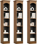 LITTLE TREE 70.9" Tall Bookshelf, 5-Tier Open Bookcase with Cubes, Bookshelves with Storage Space, Freestanding Narrow Bookcase for Home Office, Brown, 3 Pack