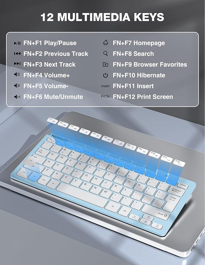 TECKNET Wireless Keyboard and Mouse Combo, Mini Cordless Computer Keyboard and Mouse Set 2.4GHz, Silent Adjustable 1600 DPI, Quiet Click, Lag-Free for Computer, Laptop, PC, Windows, Mac, Chrome OS