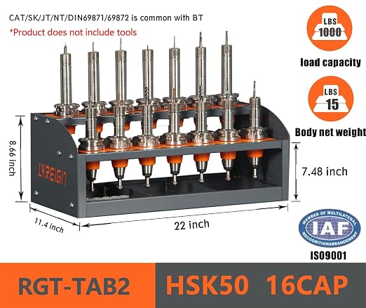 HSK 50 Tool Cart - CNC Tool Holder & Storage Cabinet - Easy & Convenient - HSK50-16CAP