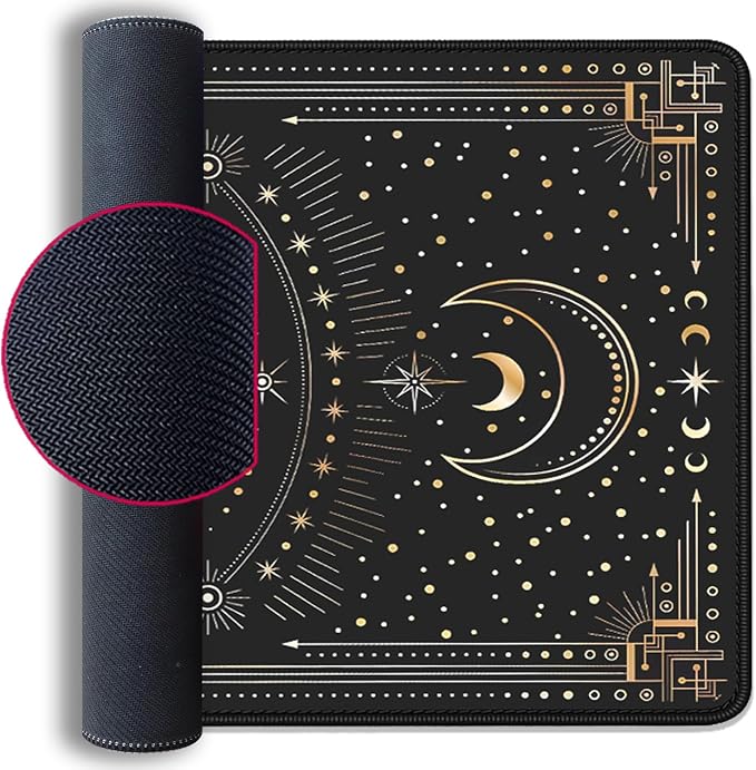 Mysterious Starry Sky Moon and White Snake Pattern Large Extended Gaming Mouse Pad E-Sports Office Desk Mat Keyboard Pad Rubber Non-Slip Computer Mouse Mat Suitable for Home Office Work(27.5X11.8 in)