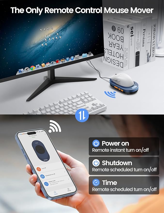 Vaydeer M4 Utra Mouse Mover with APP, Undetectable Mouse Jiggler Device with Remote Control and Timer Function, Driver-Free Shaker Wiggler Mouse Movement Simulation for Computer Awakening